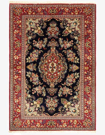 4' 7 x 6' 8 Hand Knotted Qom Persian Rug