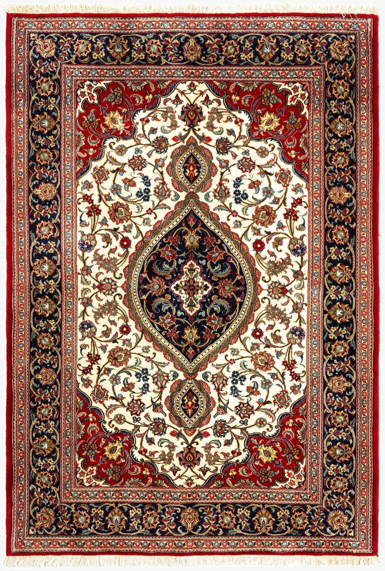 4' 8 x 6' 11  Hand Knotted Qom Persian Rug