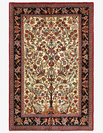 4' 8 x 6' 11 Hand Knotted Qom Persian Rug