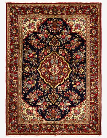 4' 8 x 6' 6 Hand Knotted Qom Persian Rug