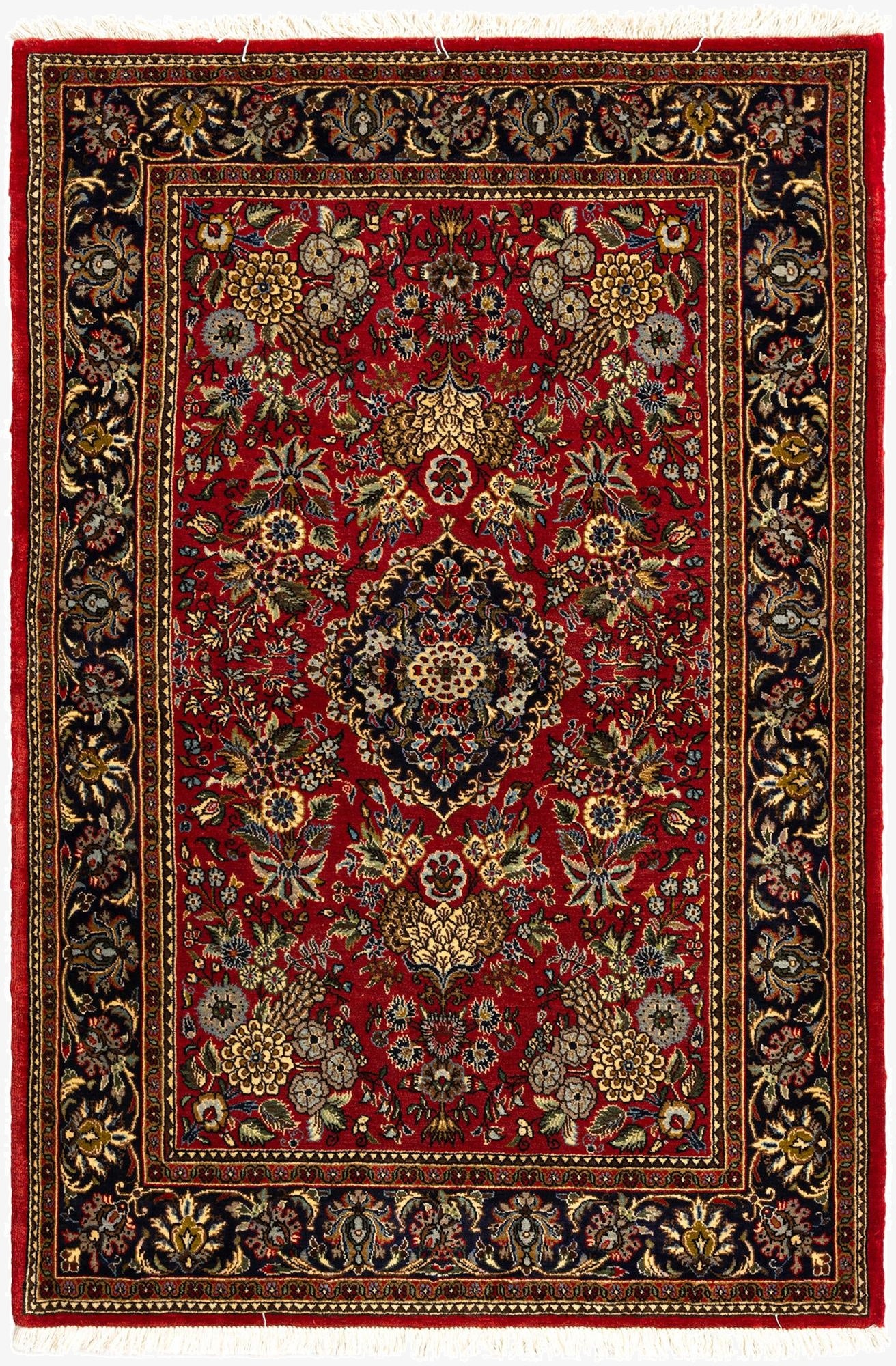 3' 5 x 5' 2  Hand Knotted Qom Persian Rug