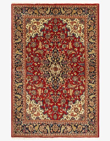 4' 8 x 7' 1 Hand Knotted Qom Persian Rug