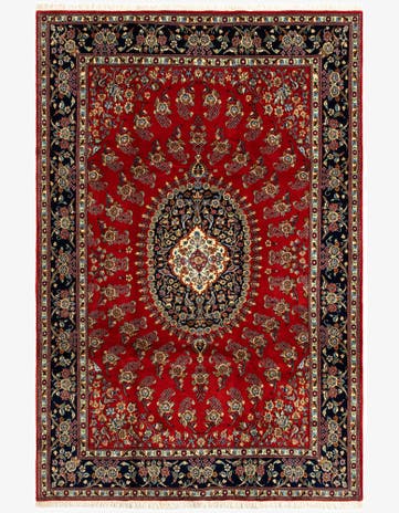 6' 8 x 9' 7 Hand Knotted Qom Persian Rug