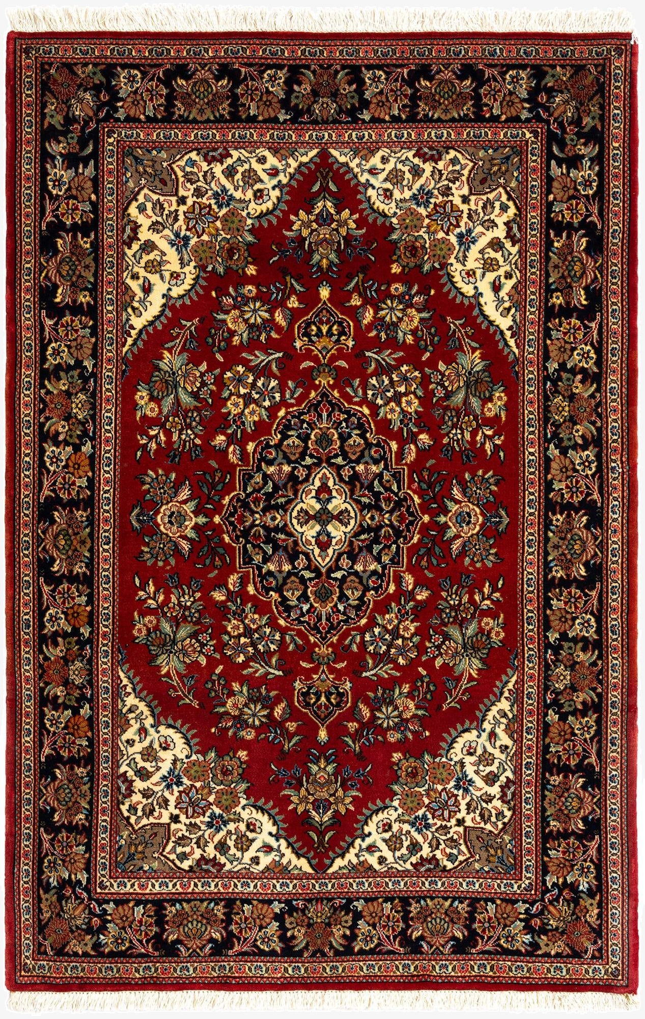 3' 6 x 5' 3  Hand Knotted Qom Persian Rug