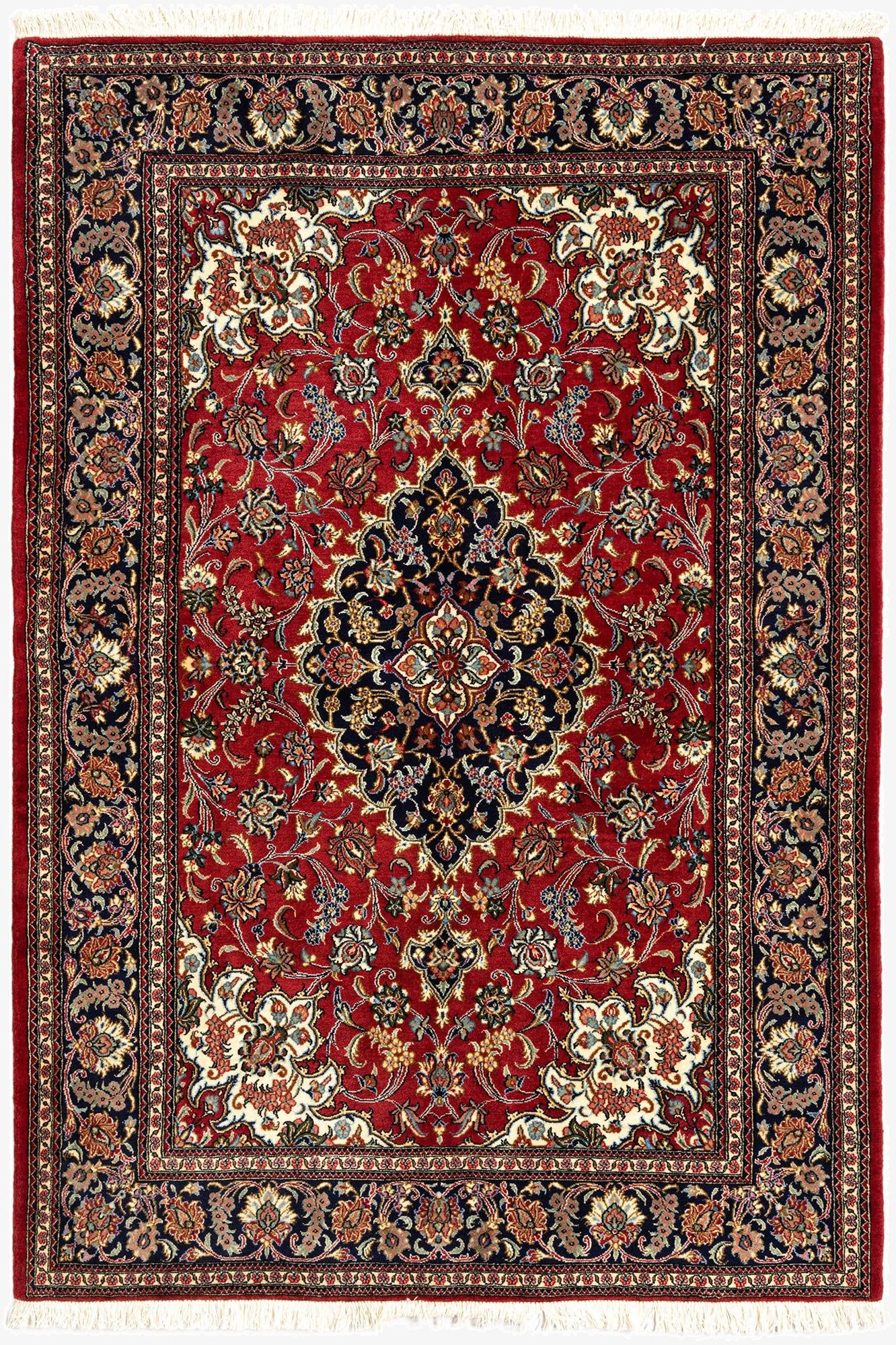 4' 8 x 6' 11  Hand Knotted Qom Persian Rug