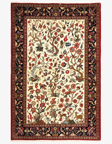 4' 8 x 7' Hand Knotted Qom Persian Rug