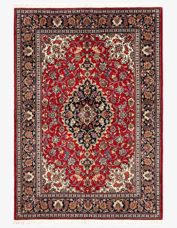 4' 9 x 6' 9 Hand Knotted Qom Persian Rug