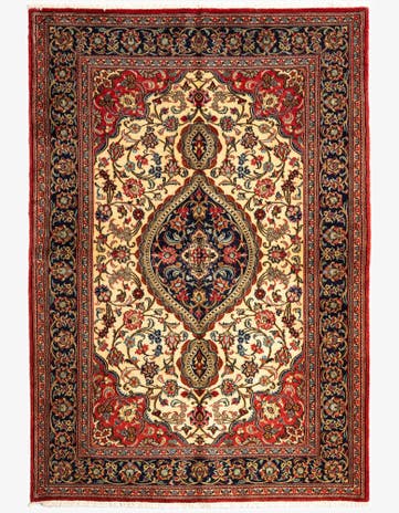4' 8 x 6' 10 Hand Knotted Qom Persian Rug