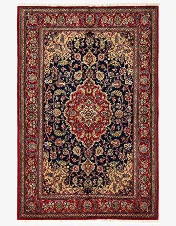 4' 9 x 7' 1 Hand Knotted Qom Persian Rug
