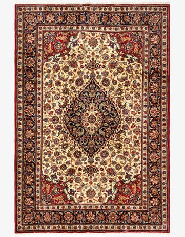 6' 9 x 9' 8 Hand Knotted Qom Persian Rug