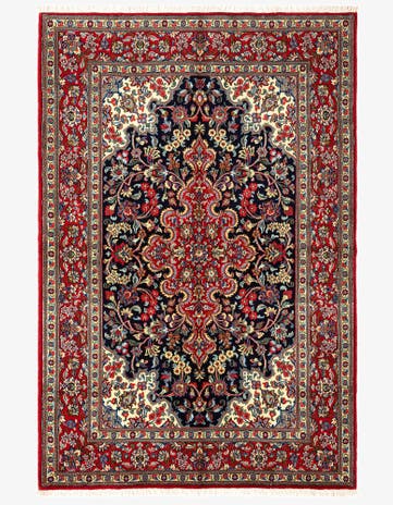 4' 7 x 6' 10 Hand Knotted Qom Persian Rug