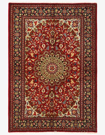 4' 9 x 6' 10 Hand Knotted Qom Persian Rug