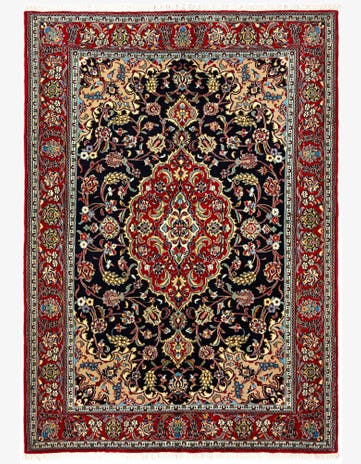 4' 8 x 6' 6 Hand Knotted Qom Persian Rug
