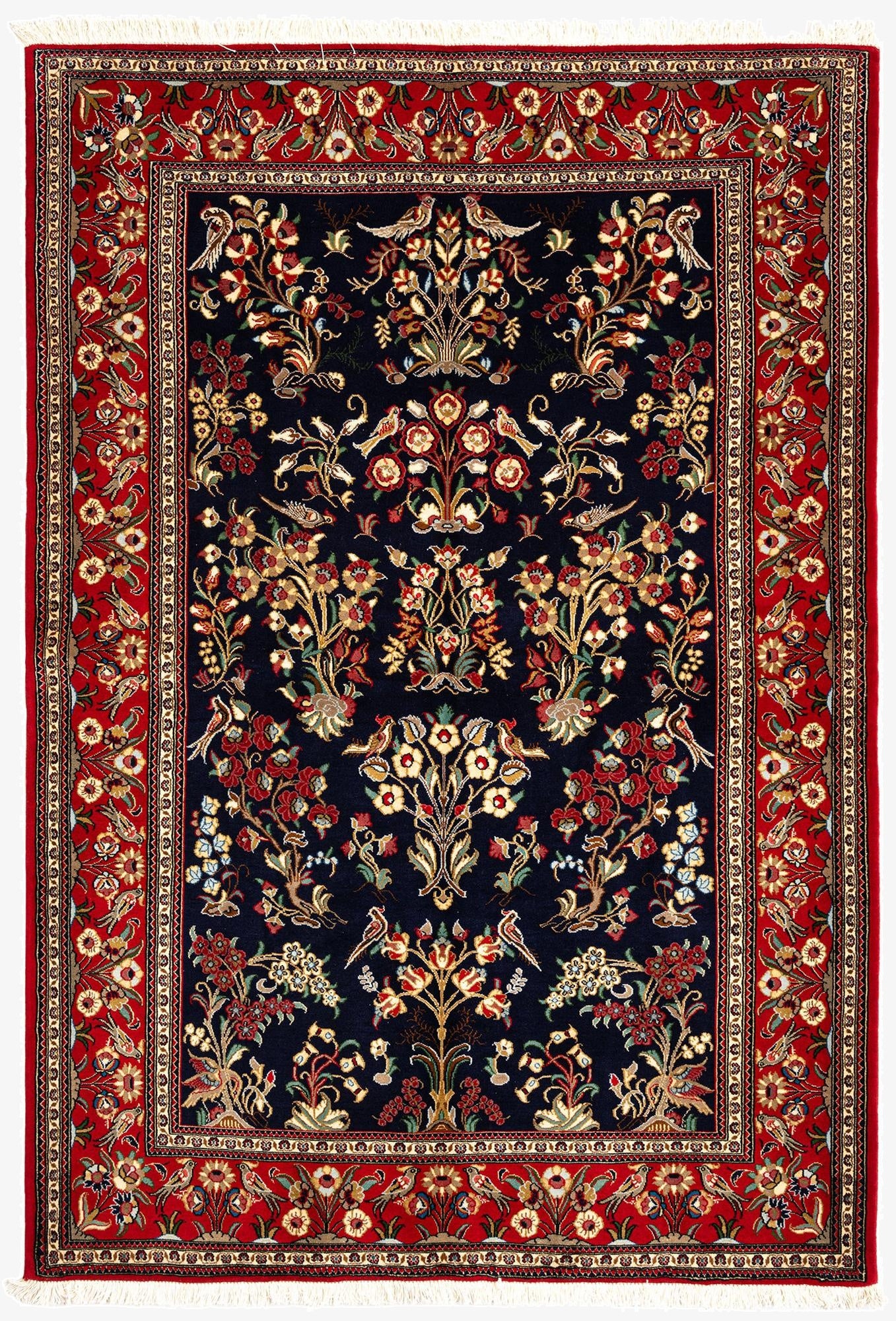 4' 9 x 6' 9  Hand Knotted Qom Persian Rug