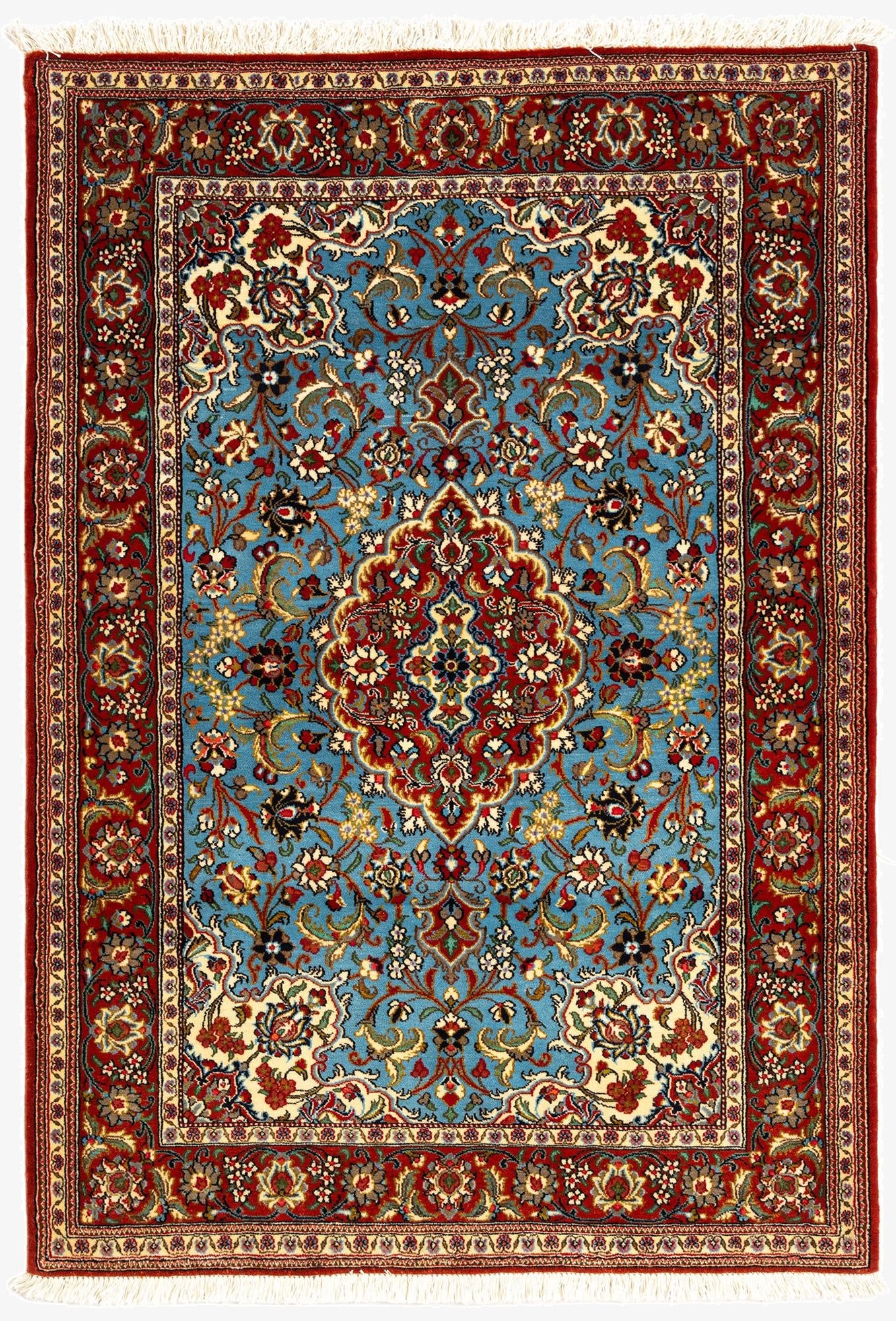 3' 7 x 5' 3  Hand Knotted Qom Persian Rug