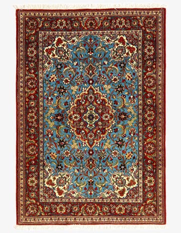 3' 7 x 5' 3 Hand Knotted Qom Persian Rug