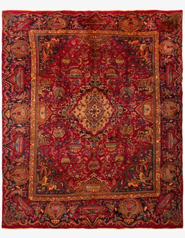 9' 11 x 12' 1 Hand Knotted Sabzevar Persian Wool Rug