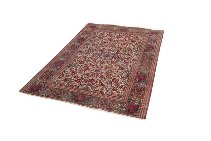 4' 7 x 6' 11 Hand Knotted Sarough Persian Wool Rug