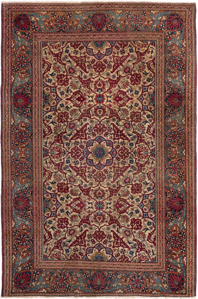4' 7 x 6' 11 Hand Knotted Sarough Persian Wool Rug