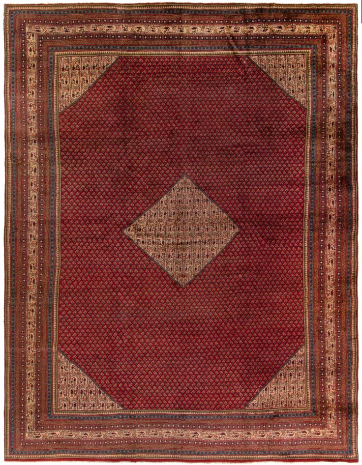 Detail image of 9' 8 x 13' Hand Knotted Sarough Persian Wool Rug