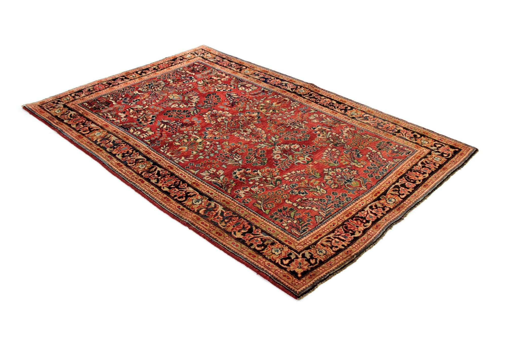 4' 5 x 7' Hand Knotted Sarough Persian Wool Rug
