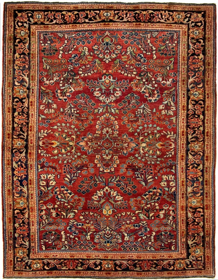 Detail image of 4' 5 x 7' Hand Knotted Sarough Persian Wool Rug