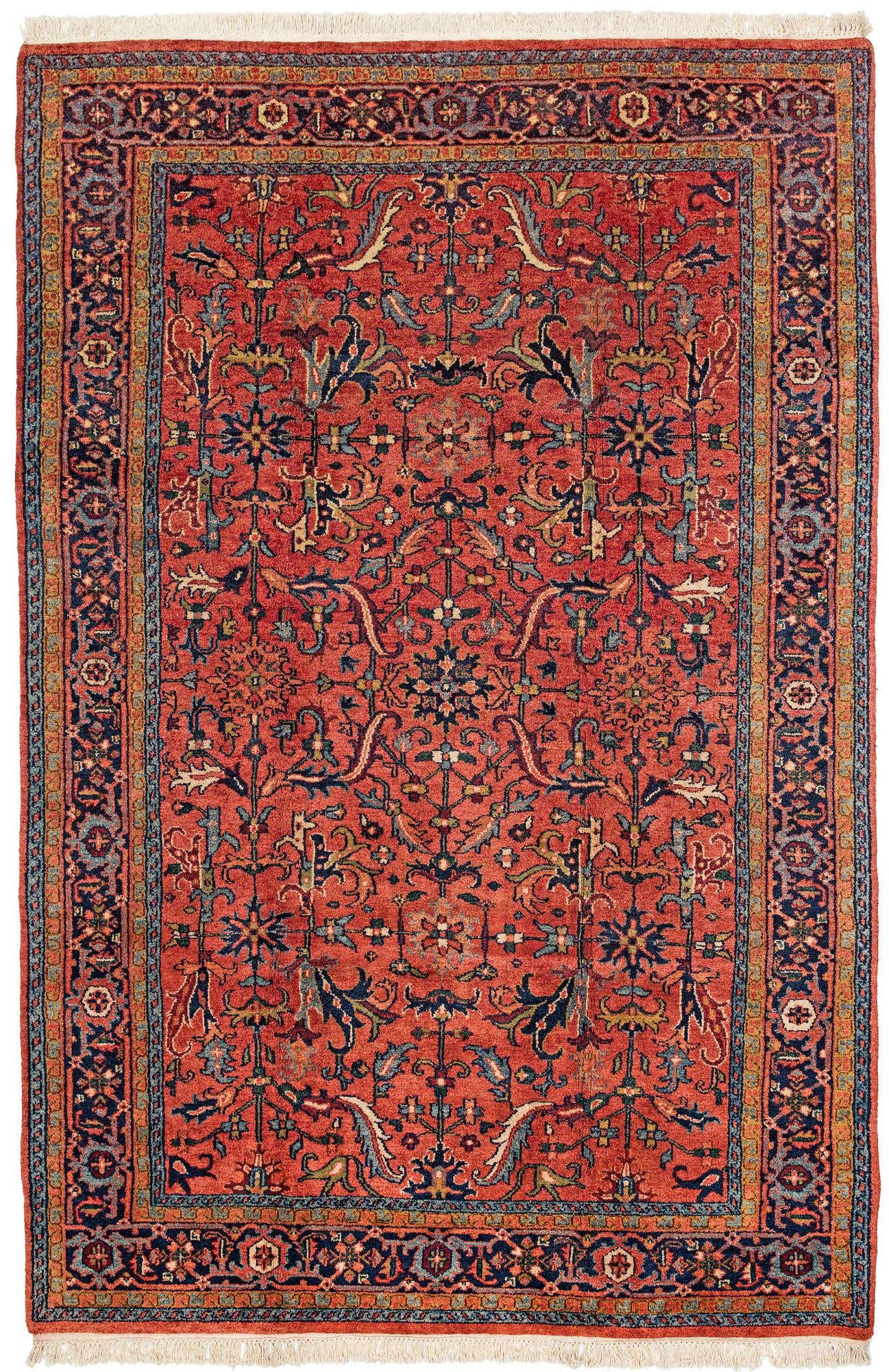 7' x 10' 6 Hand Knotted Sarough Wool Rug