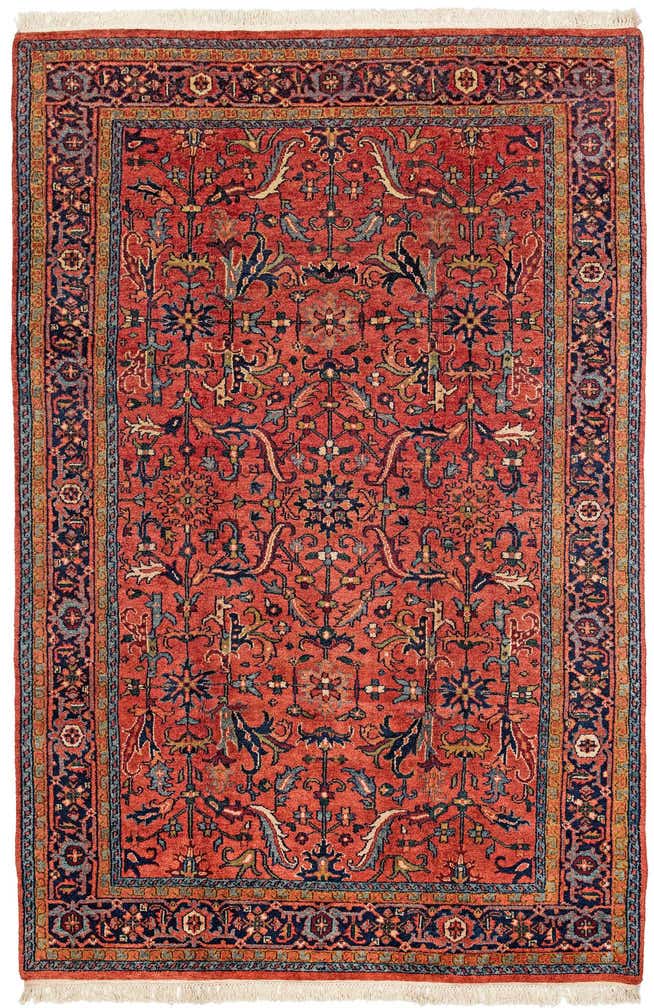 7' x 10' 6 Hand Knotted Sarough Wool Rug
