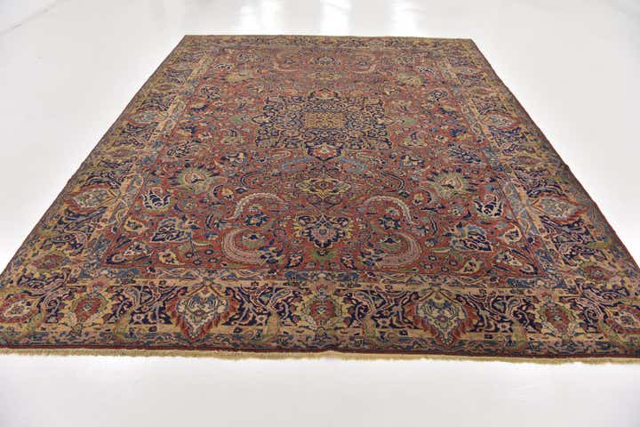 9' 3 x 11' 6 Hand Knotted Sarough Persian Wool Rug