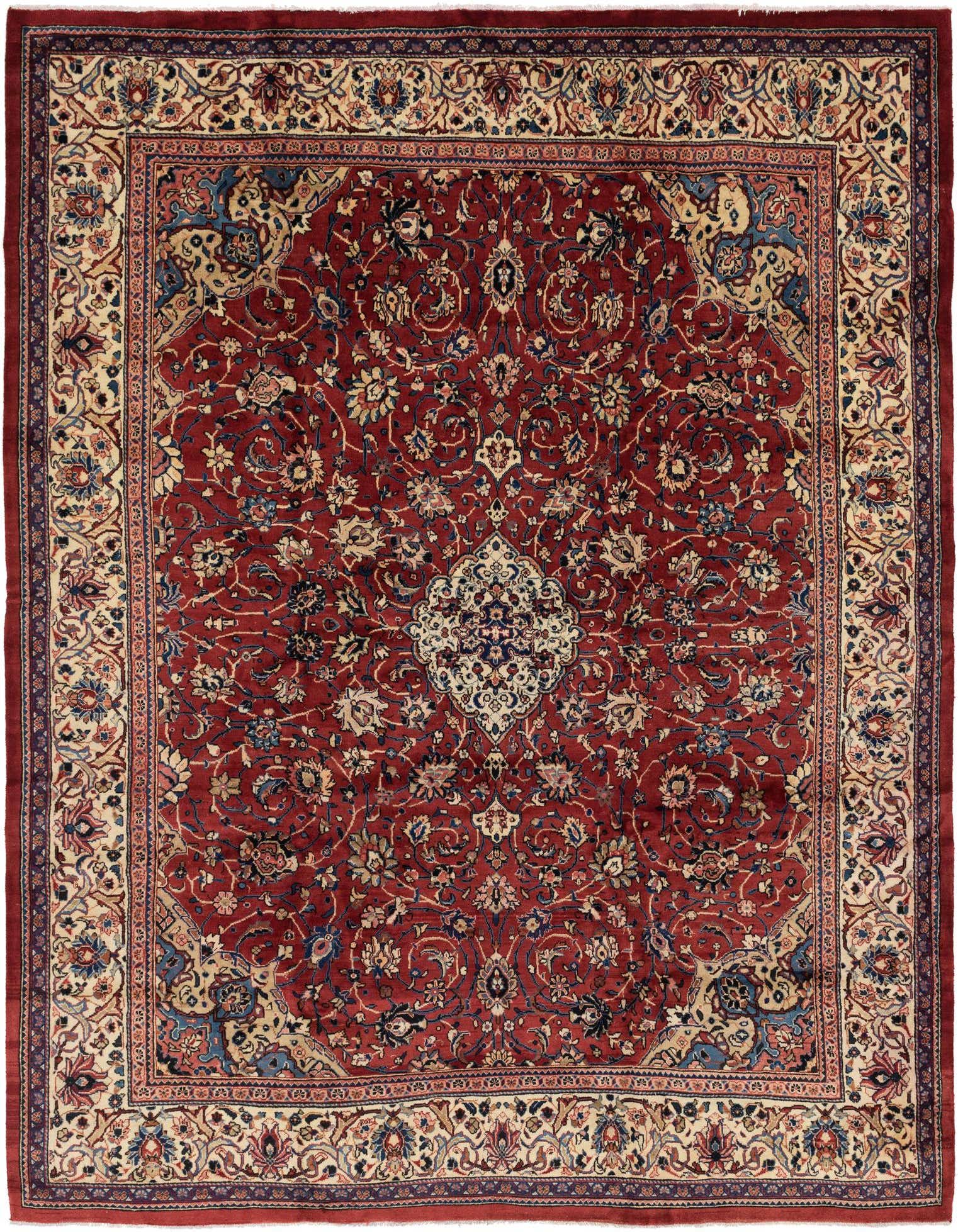 9' 9 x 12' 10 Hand Knotted Sarough Persian Wool Rug