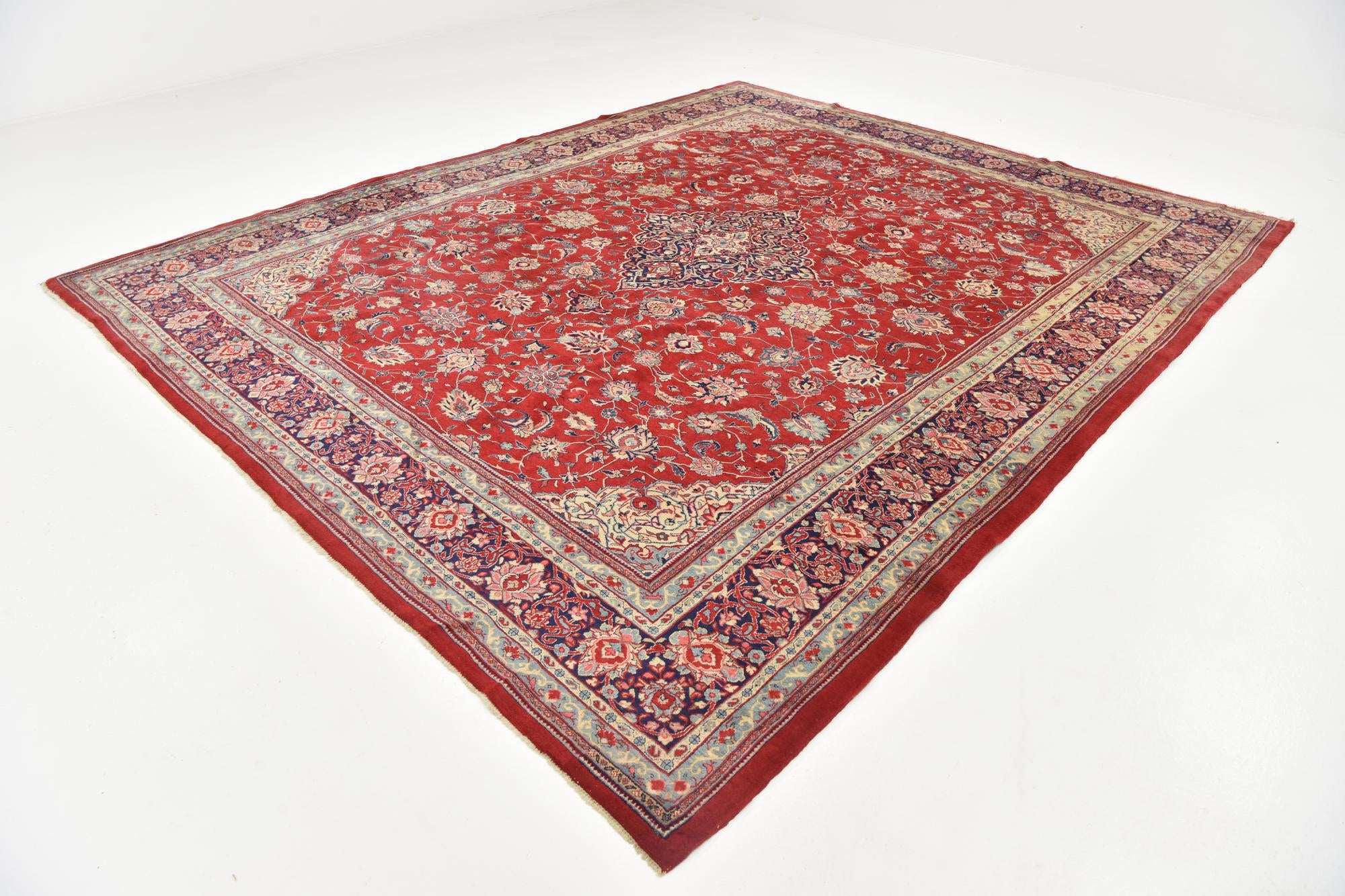 10' 4 x 12' 9 Hand Knotted Sarough Persian Wool Rug
