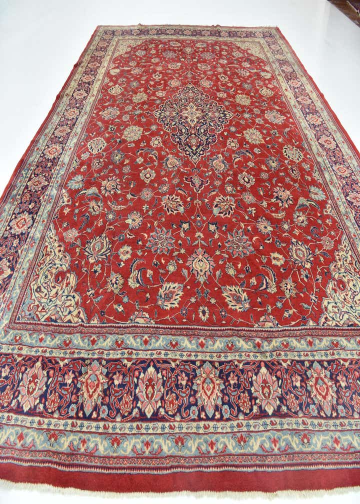 10' 4 x 12' 9 Hand Knotted Sarough Persian Wool Rug