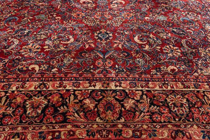 Detail image of 12' 4 x 19' 10 Hand Knotted Sarough Persian Wool Rug