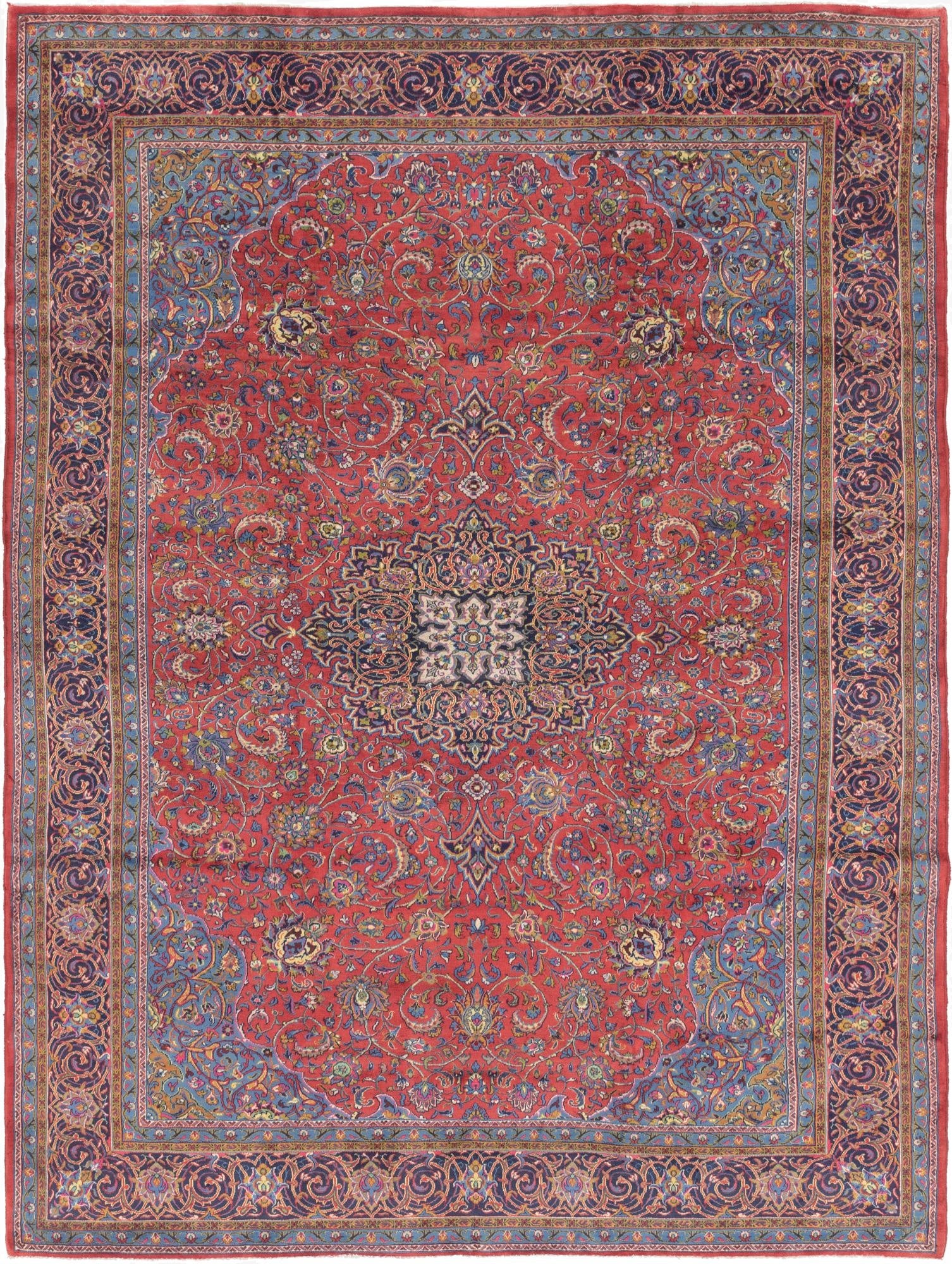 9' 8 x 13' 2  Hand Knotted Sarough Persian Wool Rug