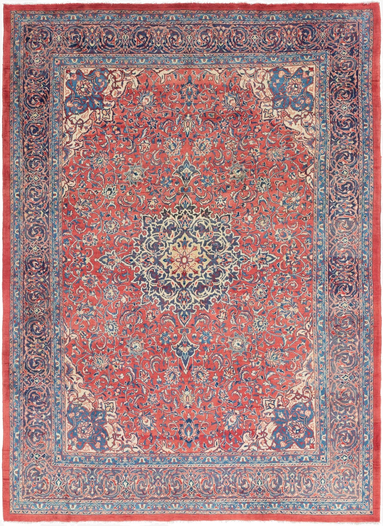 9' 8 x 13' 4  Hand Knotted Sarough Persian Wool Rug