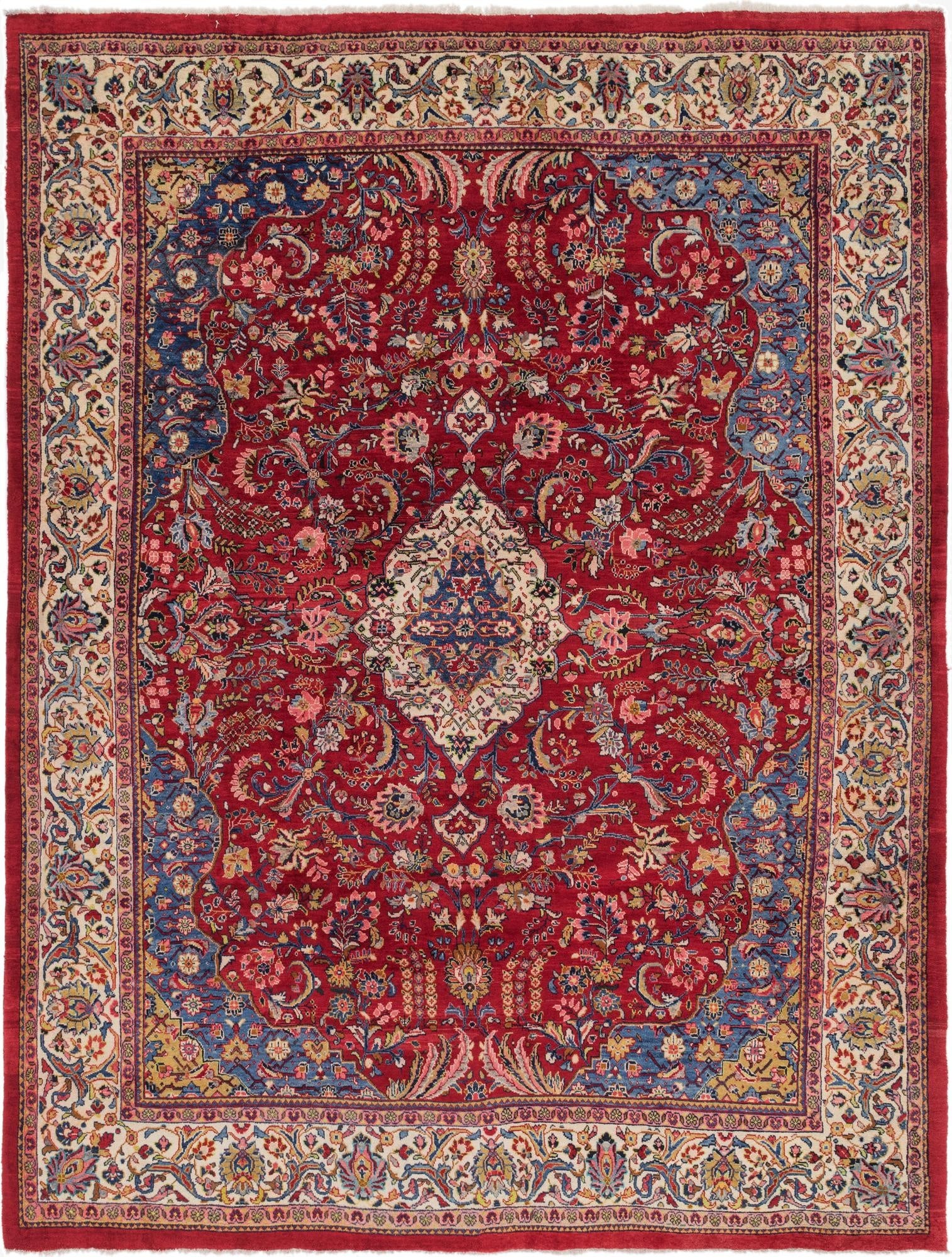9' 8 x 12' 8  Hand Knotted Sarough Persian Wool Rug