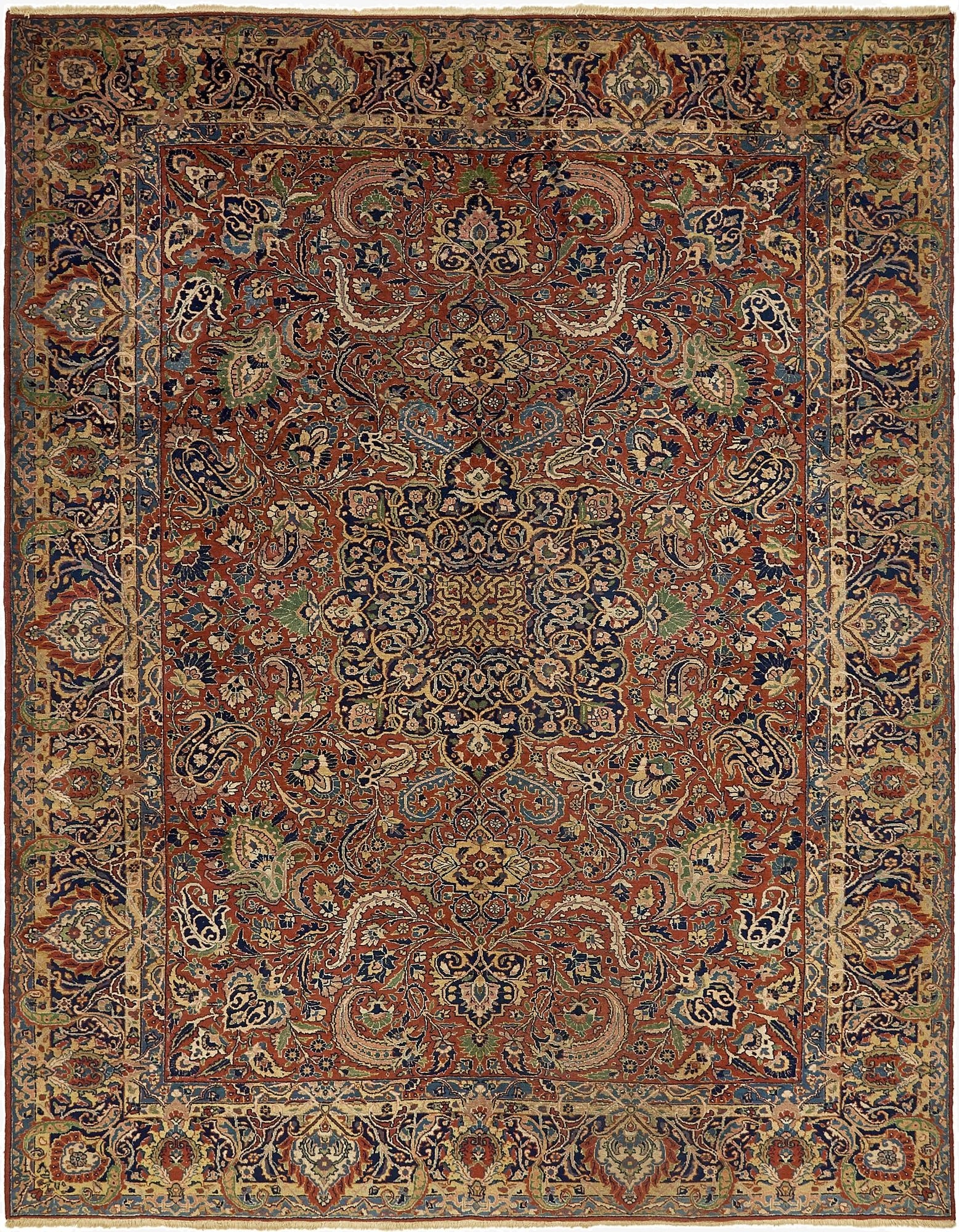 9' 3 x 11' 6  Hand Knotted Sarough Persian Wool Rug