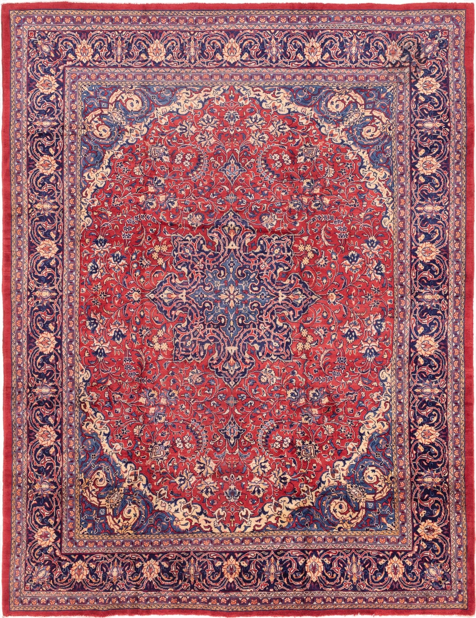 9' 10 x 12' 10  Hand Knotted Sarough Persian Wool Rug