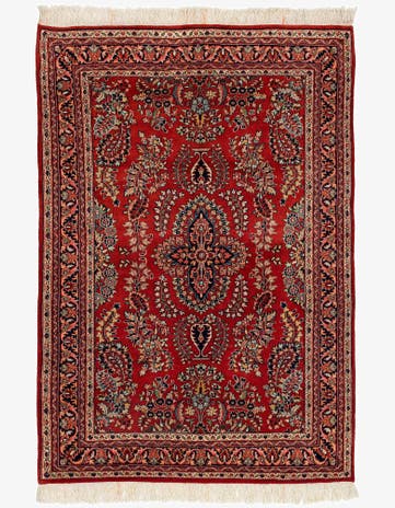 4' 3 x 6' Hand Knotted Sarough Wool Rug