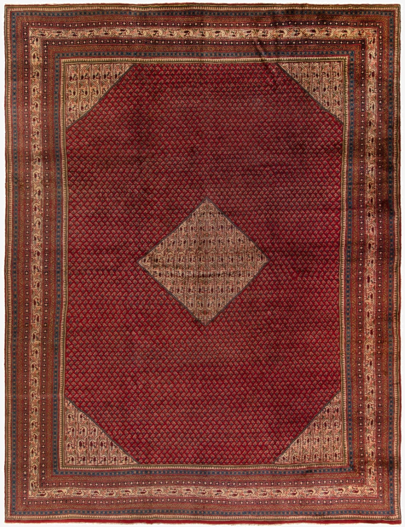 9' 8 x 13'  Hand Knotted Sarough Persian Wool Rug