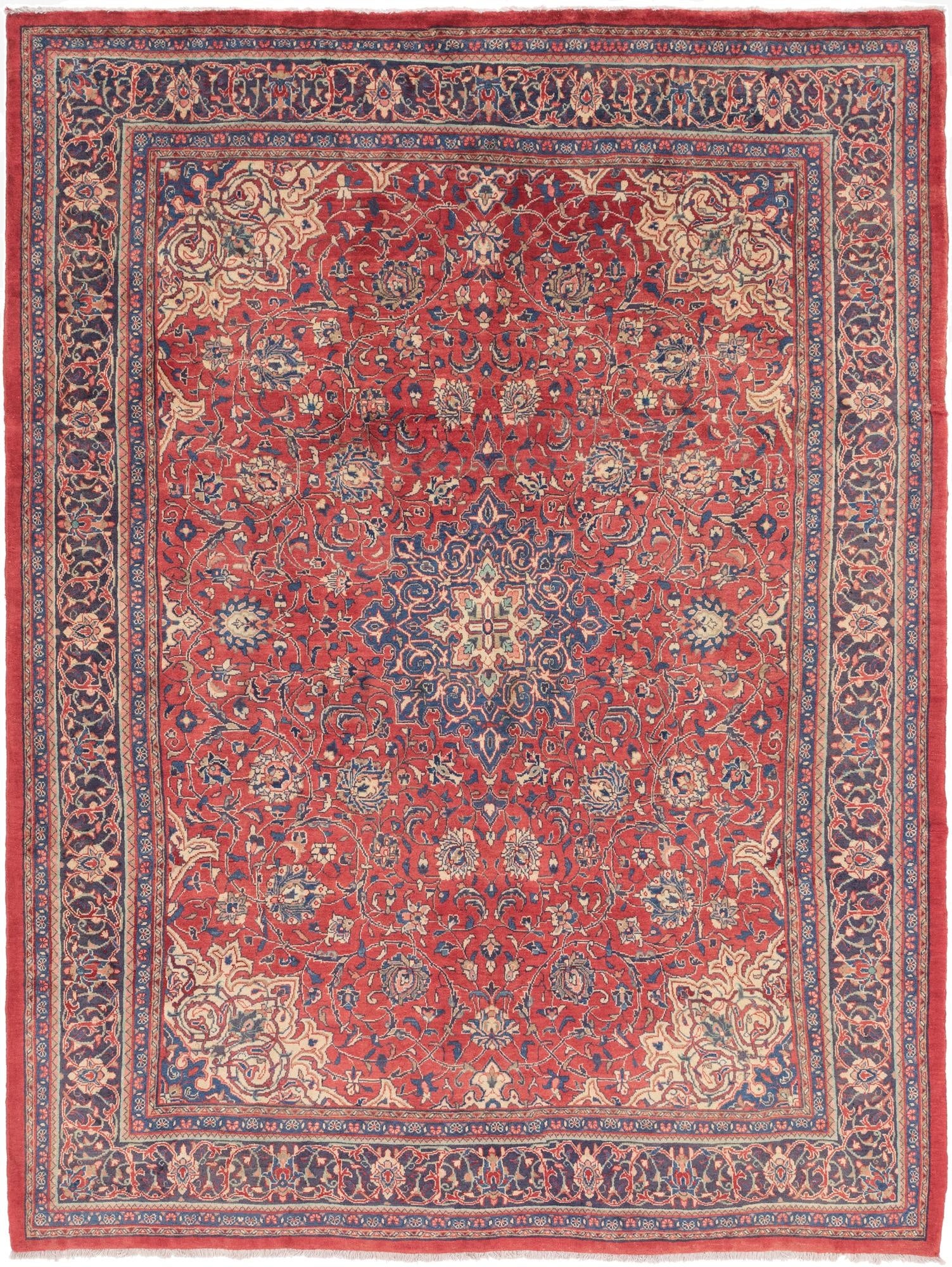 9' 7 x 13' 2  Hand Knotted Sarough Persian Wool Rug