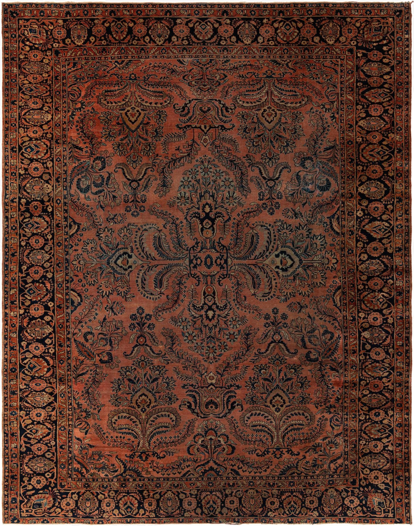 9' 4 x 12'  Hand Knotted Sarough Persian Wool Rug