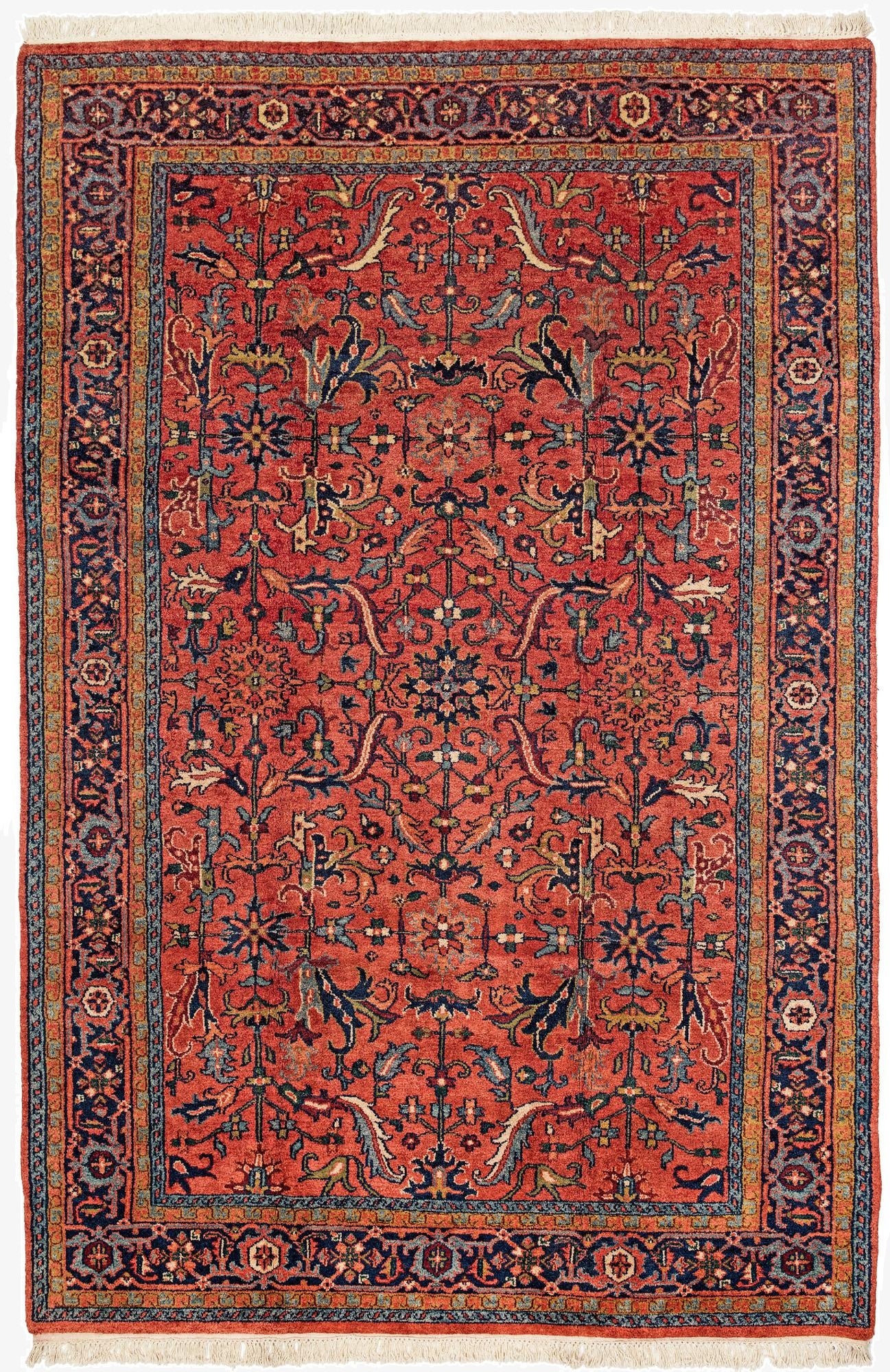 7' x 10' 6  Hand Knotted Sarough Wool Rug