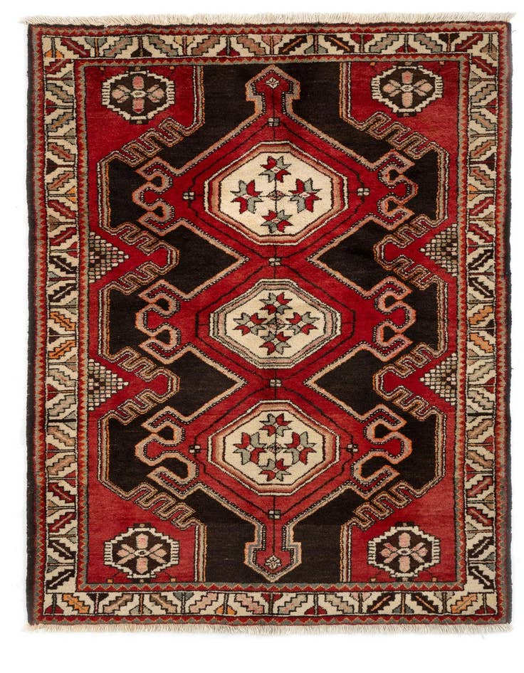 Detail image of 4' 4 x 6' 6 Hand Knotted Shahsavan Persian Wool Rug
