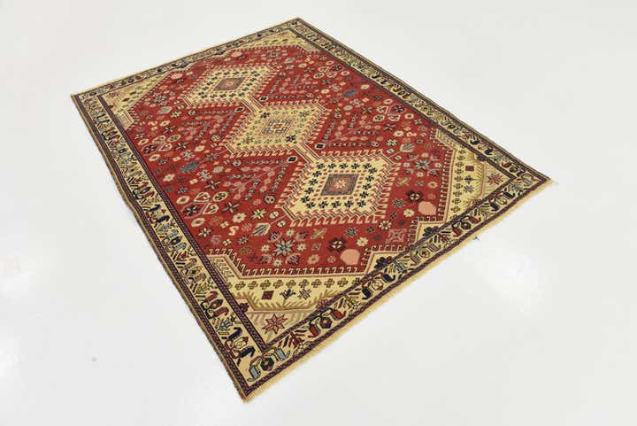 4' 5 x 5' 8 Hand Knotted Sirjan Persian Wool Rug