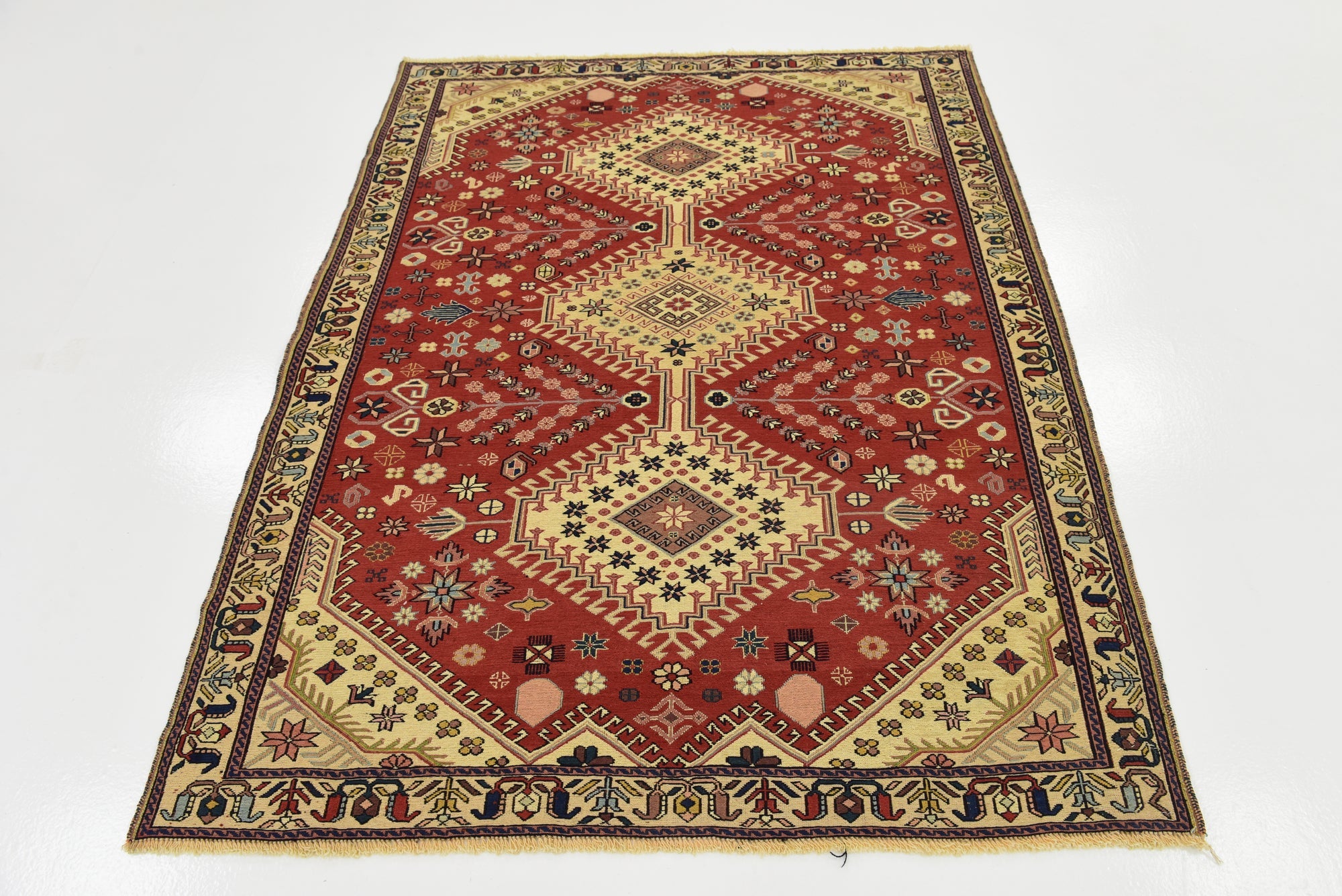 4' 5 x 5' 8 Hand Knotted Sirjan Persian Wool Rug