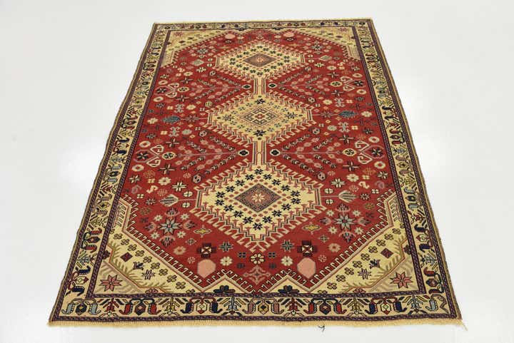 4' 5 x 5' 8 Hand Knotted Sirjan Persian Wool Rug