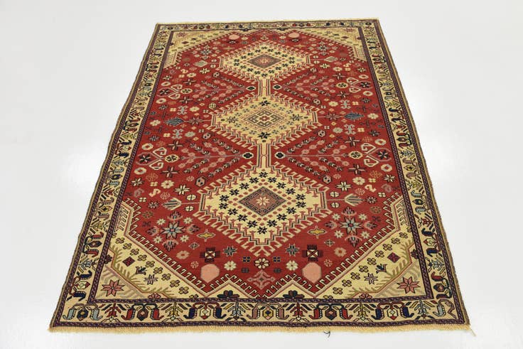 Detail image of 4' 5 x 5' 8 Hand Knotted Sirjan Persian Wool Rug
