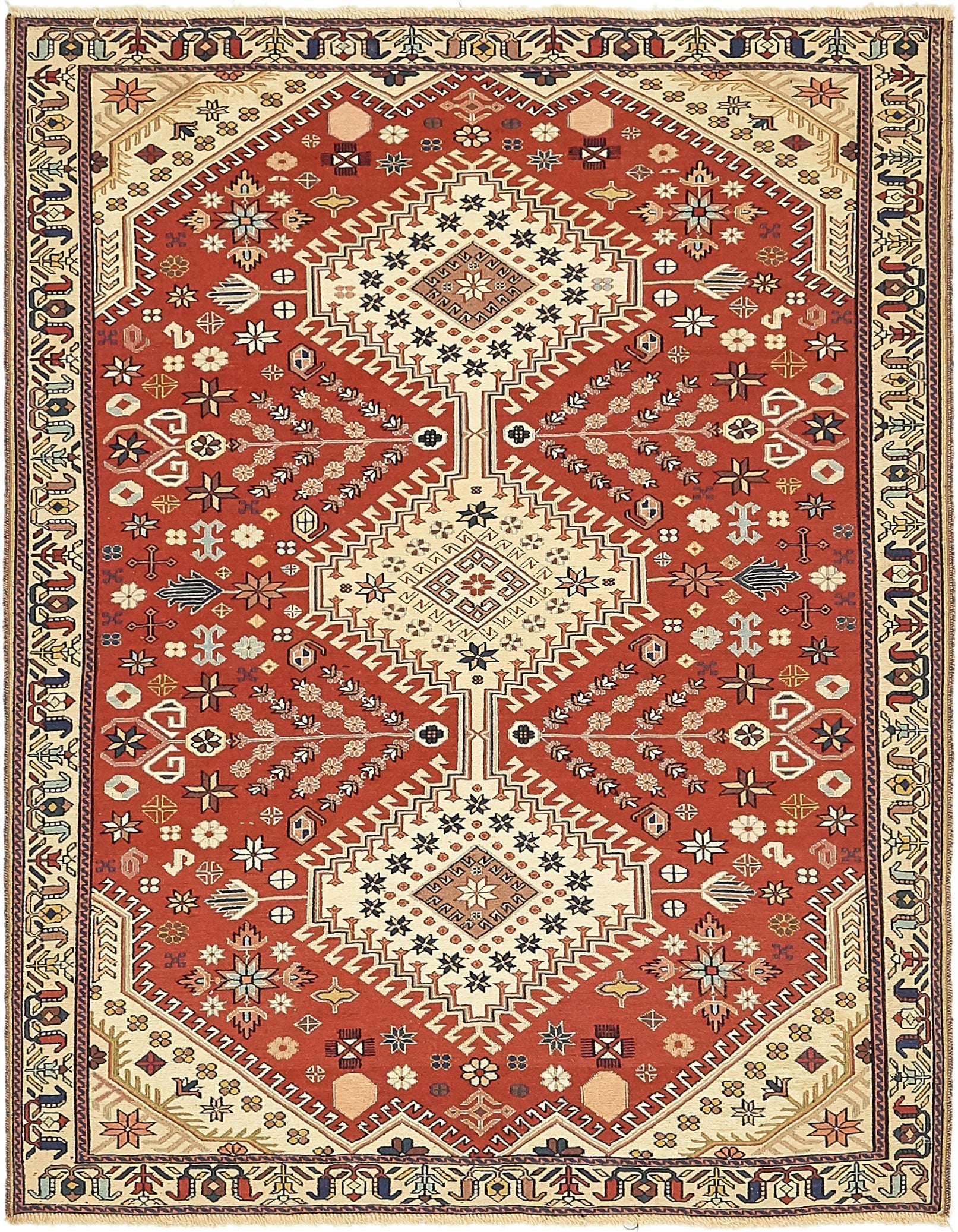 4' 5 x 5' 8 Hand Knotted Sirjan Persian Wool Rug