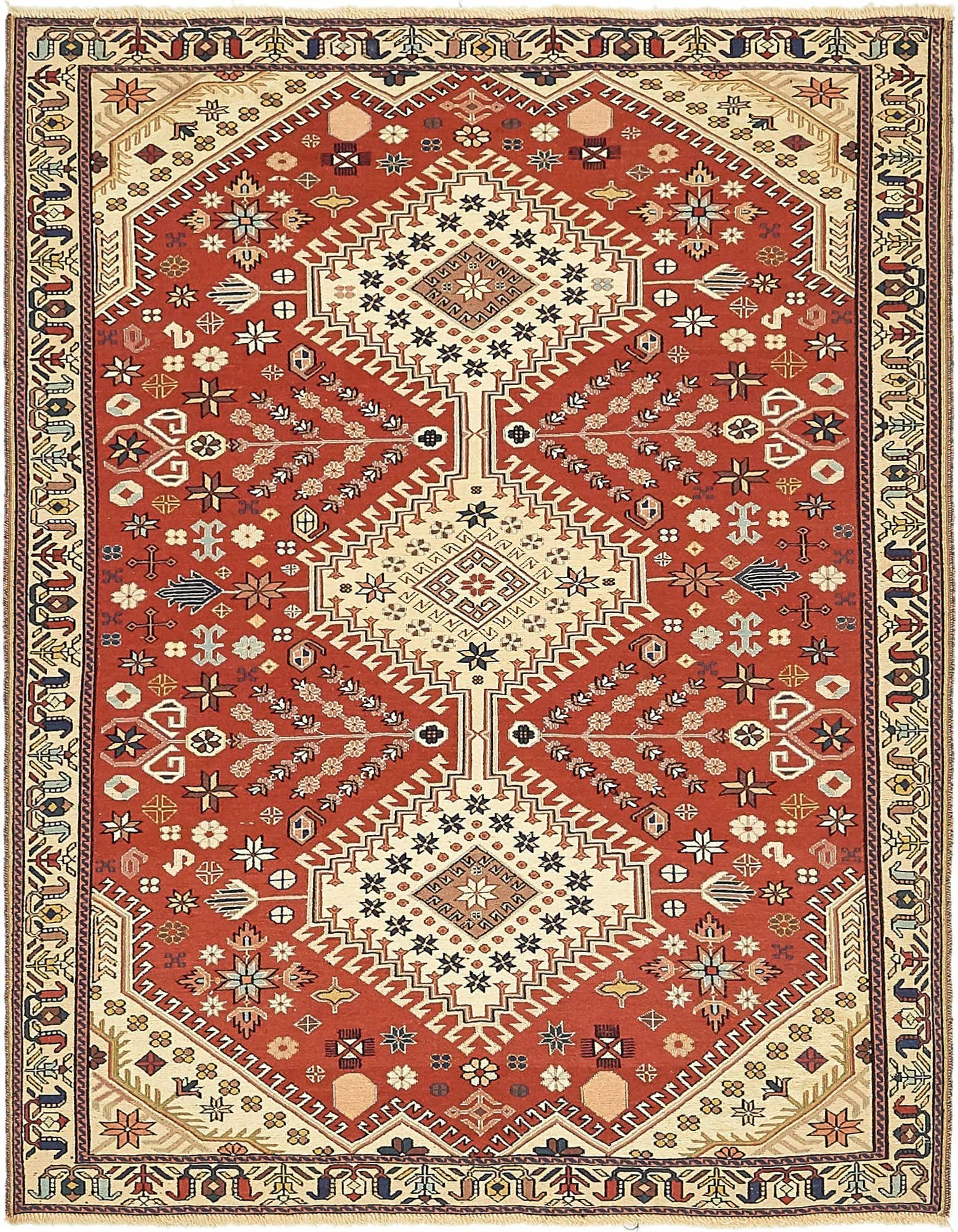 4' 5 x 5' 8 Hand Knotted Sirjan Persian Wool Rug